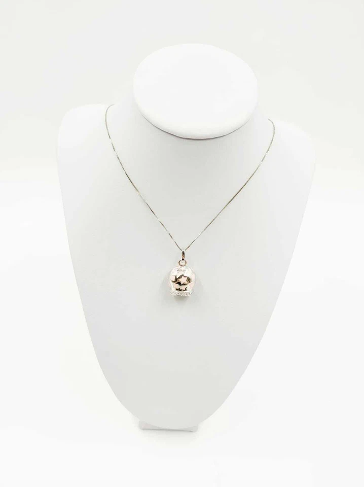 COLLANA CAMPANELLA TRAFORATA SMALTATA ROSA IN ARGENTO 925 RODIATO IN ORO 18KT - Immagine 1 di 3