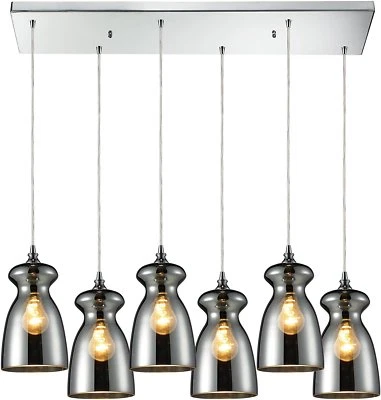 Elk Menlow Park 6 Light Pendant with Glass Shade - Polished Chrome Finish Foto 1 de 2