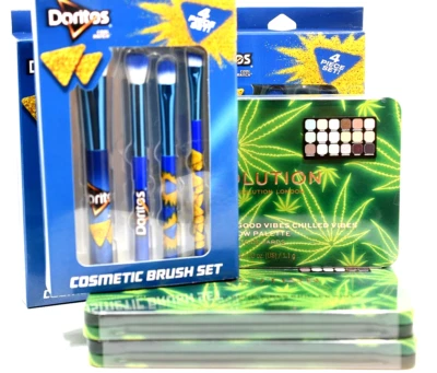 Beauty Supply Resale Lot  3 Revolution Eyeshadow Good Vibes & 4 Piece Brush Sets - Image 1 of 4