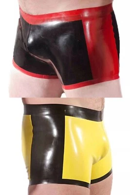 Mens Latex Shorts Rubber Underwear Color block Rubber BDSM Fetish Cosplay 0.4mm - Image 1 of 4