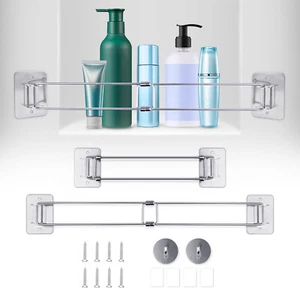 2pc Extensible Bathroom RV Shower Corner Storage Bar for Travel Camper Motorhome - Bild 1 von 10
