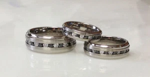 Titanium Black & Clear Gem Wedding Ring Size 5,6,7,8,9,10,11,12,13,14 (f125) - Picture 1 of 1