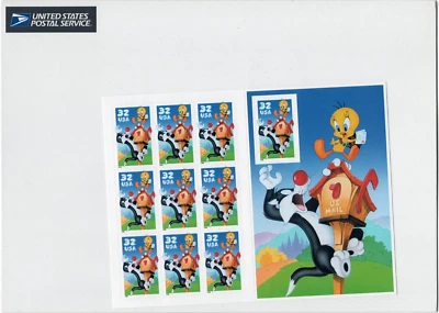 Scott #3204 Sylvester & Tweety Sheet of 10 Stamps - Sealed White - Image 1 of 4