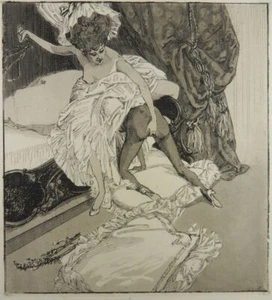 DECADENT EROTIC JUGEND NOUVEAU ÄTZ FRANZ VON BAYROS 1907 FLAGELATION SPANKING - Bild 1 von 3