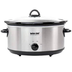 Better Chef 6 Qt Oval Slow Cooker w Removable Stoneware Crock in Stainless Stee - Picture 1 of 1