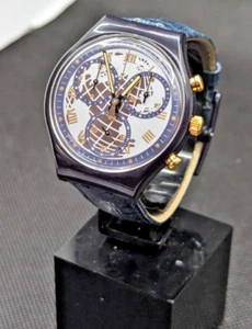 Swatch Irony Chronograph Blue Gold Swiss Watch - Picture 1 of 6