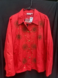 Ouaker Factory Red Beaded Lined XL Jacket - Picture 1 of 4
