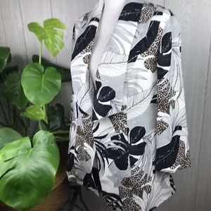 Chico’s Tropical Animal Print Jacket Blazer 3/4 Sleeve Size 2 US 12-14 Large - Picture 1 of 9
