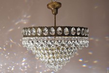 Flush low Ceiling Vintage Crystal Chandelier, Antique Retro Lighting lamp Light