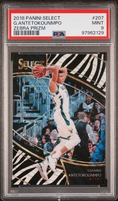 2018 PANINI SELECT ZEBRA PRIZM #207 GIANNIS ANTETOKOUNMPO PSA 9 - Image 1 of 2
