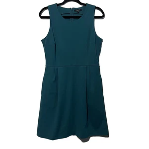 Madewell Green Sleeveless Pleated With Pockets Classic Career Office Dress SizeM - Picture 1 of 6