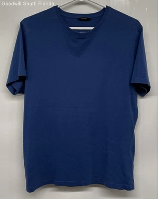 Camiseta Pullover Massimo Dutti Para Hombres Azul Algodón Manga Corta Cuello Redondo Talla M Foto 1 de 4