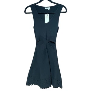 NWT Ramy Brook Black Sleeveless Laser Hem Cutout Waist Knit Dress Size XS - Picture 1 of 11