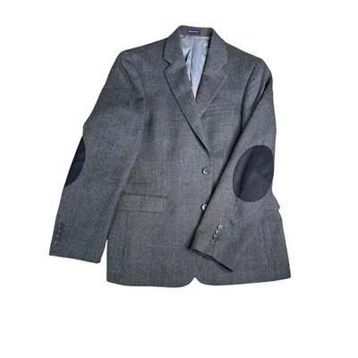 Stafford Signature Mens Gray 100% Wool Blazer 42R Classic Fit Elbow Patch - Image 1 of 4