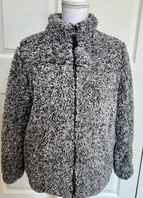 Chaqueta gris style & co. Sherpa súper suave con cremallera completa talla pequeña mediana para mujer Foto 1 de 4
