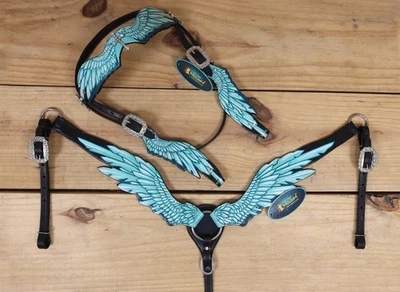 Western Leather Headstall and Breast Collar Tack Set - Image 1 of 4