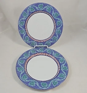 Set 2 Dansk Mosaic Tile Salad Lunch Dessert Plates Wave Portugal 9" Porcelain - Picture 1 of 5