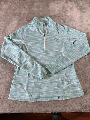 Пуловер женский Peter Millar средний синий/зеленый 1/4 на молнии впитывающий отверстия для пальцев UPF50 - Изображение 1 из 4