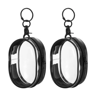 3x4 Inch Clear Pouch with Keychain 2 Pcs Mini Doll Pouch Black - Image 1 of 4