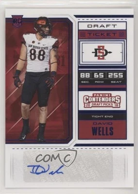 2018 Panini Contenders Draft Picks College Ticket Blue Foil David Wells Auto - Image 1 of 2