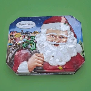 Vintage Russell Stover Christmas Santa Tin Box Holiday Collectible Storage Conta - Picture 1 of 2