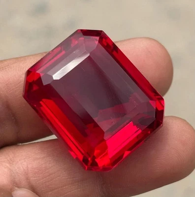 53.90 Cts Red Emerald Cut Certified Colombian Loose Natural Gemstone - Image 1 of 4