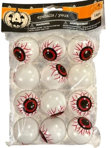 12 Pc White EYEBALLS Red Iris+Veins Black Pupils 1.25" HALLOWEEN Scary Eyes 1a - Picture 1 of 1