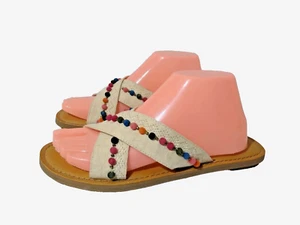 Toms Damen Baige Stoff Perlen flache Sandalen Schuhe Größe 8  - Bild 1 von 9