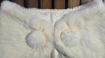 Vintage 60" White Rabbit Fur Stole Lined Hook Clasp - Image 1 of 4