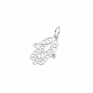 Sterling Silver Filigree Hamsa Hand of Fatima Necklace Bracelet Charm Pendant - Bild 1 von 6