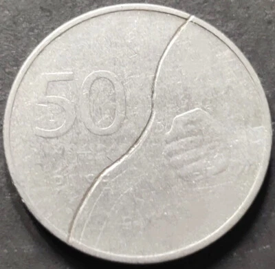 India, Paise 50, Error Coin 2009, Calcutta, with Struck thru Error, FSS (A37) - Image 1 of 2