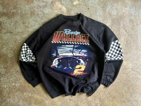 Vintage Rusty Wallace #2 Racing NASCAR Nutmeg Crewneck Sweatshirt Men L Cover