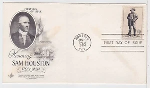 TurtlesTradingPost- Sam Houston #1242- 1964 FDC Artcraft Cachet - Picture 1 of 1