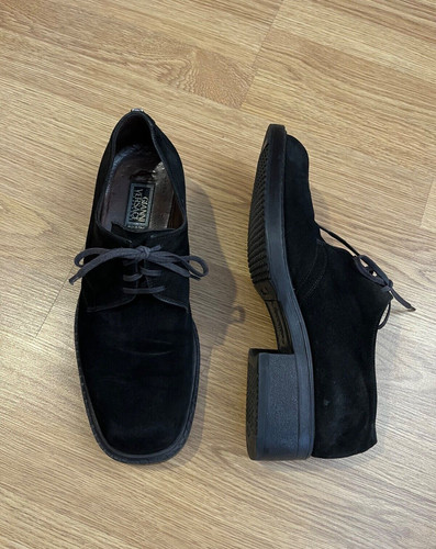 Scarpe derby uomo Gianni Versace 8 vintage scamosciate nere eleganti larghe