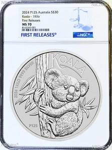 2024 Koala 1 Kilo .9999 Silver $30 Coin NGC MS70 1st Release 32.2oz FR - Picture 1 of 2
