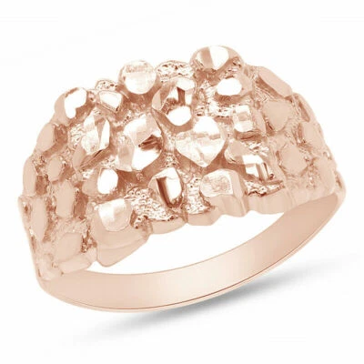 Mens Nugget Square Engagement Wedding Band Ring 10K Rose Gold - Image 1 of 4