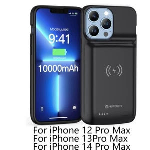 10000mAhWireless Battery Case iPhone 12/13/14 Pro Max Charging Power Bank Cover - Picture 1 of 24