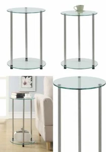 Convenience Concepts Designs2Go 2-Tier Round End Table, Stainless Steel - Picture 1 of 5