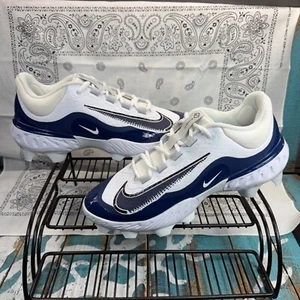 Nike Alpha Huarache Elite 4 Baseball Cleats Navy FD6255-103 Mens 8.5 Worn 1X - Picture 1 of 10