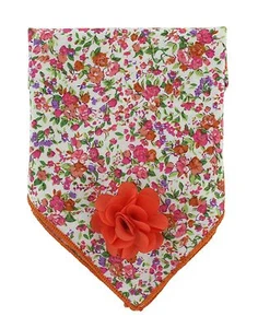 MIchelsons of London Orange Flower Cotton Pocket Square & Lapel Pin Set - Picture 1 of 3
