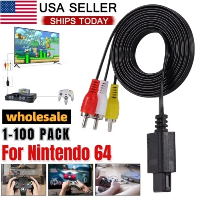 Lot N64 SNES Gamecube RCA AV TV Audio Video Stereo Cable Cord For Nintendo 64 US - Image 1 of 4