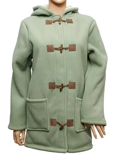 JULIPA Ladies Green Duffle Fleece Coat Soft Warm Toggle Fasten Hood Jacket UK 10 - Picture 1 of 6