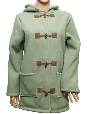JULIPA Ladies Green Duffle Fleece Coat Soft Warm Toggle Fasten Hood Jacket UK 10 - Image 1 of 4