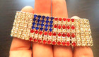 STUNNING VINTAGE ESTATE RHINESTONE USA FLAG STRETCH BRACELET!!! 1641V