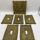 Vintage Brass Wall Plates For On-Off Switch~Set of 6~5 Single and 1 Double