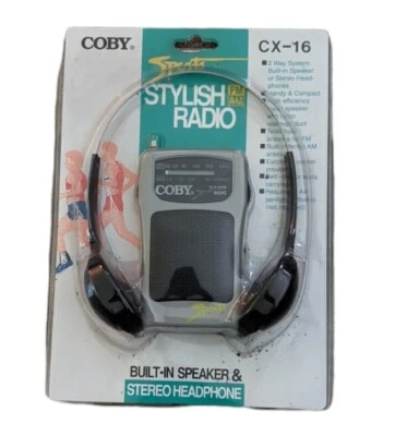 Coby CX-16 AM/FM Radio Headphone Built-in Speaker & Stereo Headphone Rare - Image 1 of 4