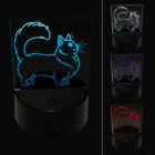 Fun-Loving Munchkin Cat 3D Illusion LED Night Light Sign Nightstand Desk Lamp
