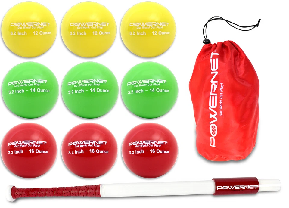 PowerNet Sweet Spot Training Bat + 3.2" Progressive Weighted Ball 9 Pack LITE - Image 1 of 1