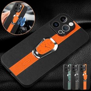 Für iPhone 15 14 Pro Max 13 12Pro Leder Magnetischer Ring Halter Handyhülle Cover - Bild 1 von 21