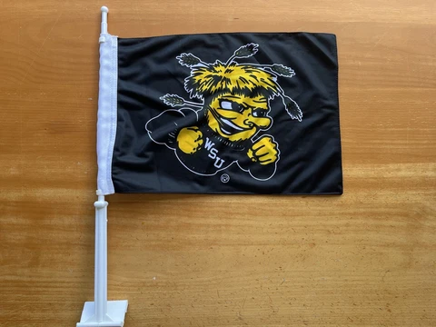 Wichita State University Shockers Car Window Flag 11-1/2" x 18", 20" Pole Cover